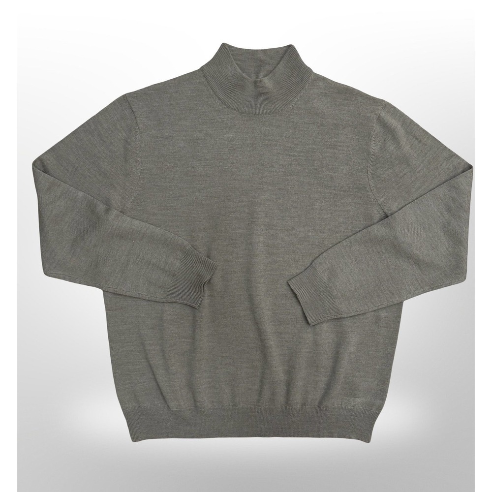 Club Room 100% Merino Wool Mock Neck Sweater‎ Mens Large Brown Lightweight